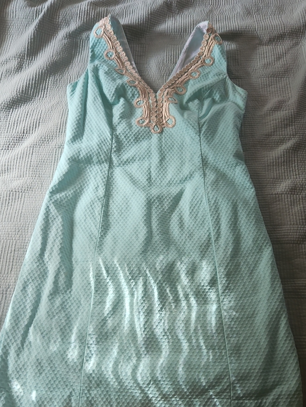 Lilly Pulitzer Mint Slip with Gold Embroidered V-Neck